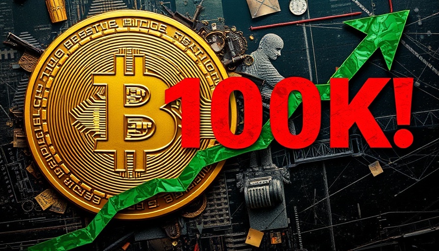 Bitcoin Price spike to 100K with bold graphics.
