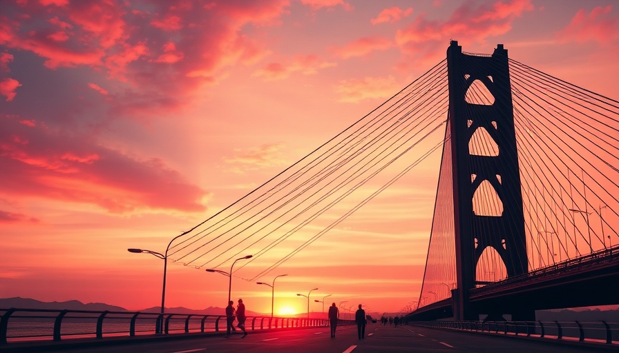 Sunset Meditative Walk on bridge with stunning skyline and colors.