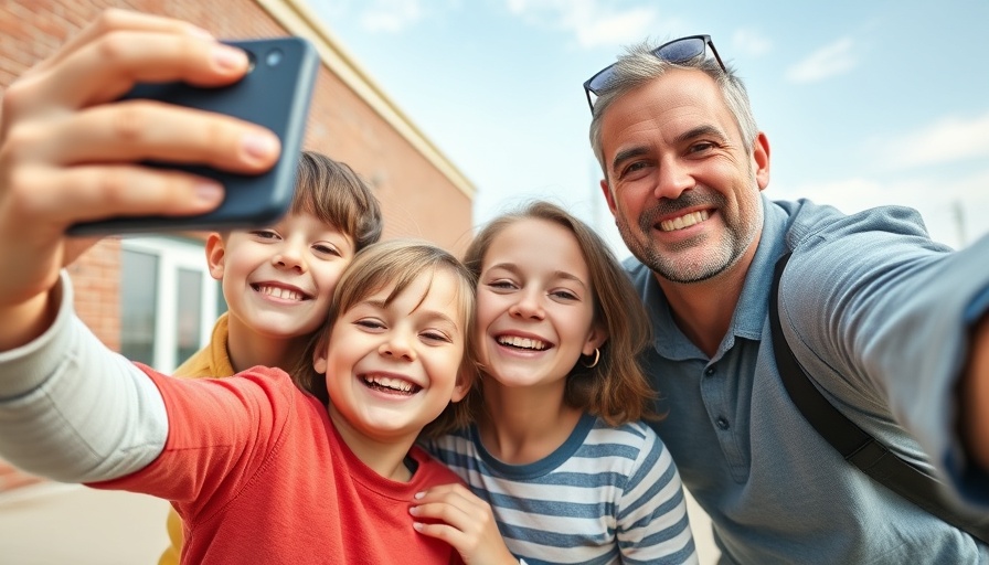 Group of children and adults taking a selfie outdoors, Financial Management Lessons.