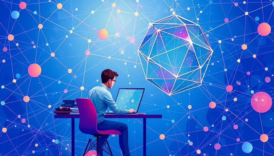 AI in digital marketing conceptual illustration of networks and geometry.