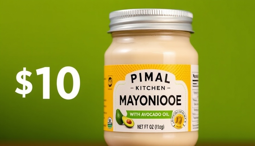 Primal Kitchen mayo with avocado oil label highlighting $10 price.
