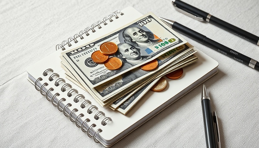 MakeMoneyOnline review setup with cash and notebook on table.