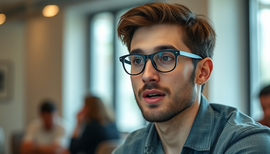 Calm young man with glasses discussing OCD and PTSD connection.