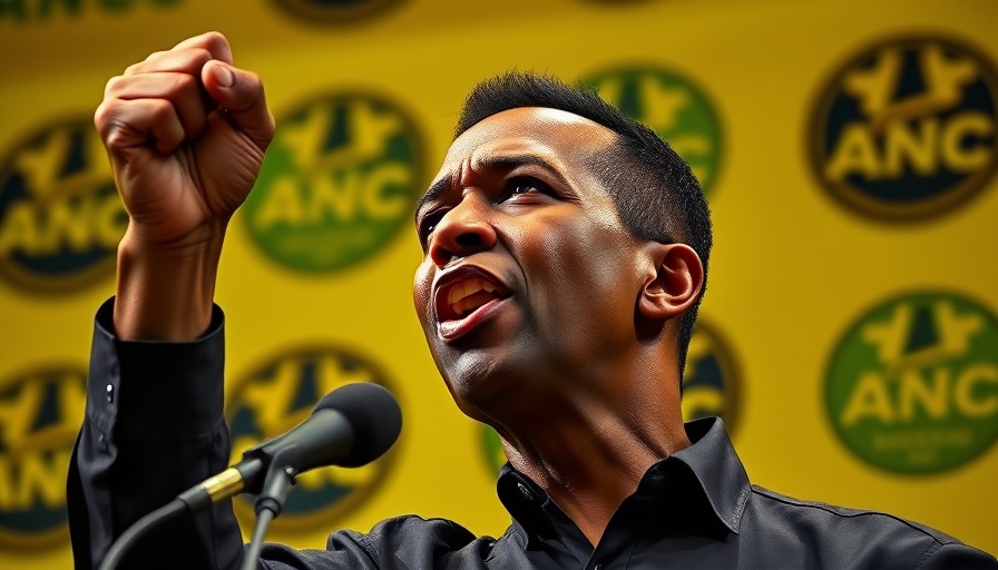 Gauteng ANC speaker raising fist in passionate speech.