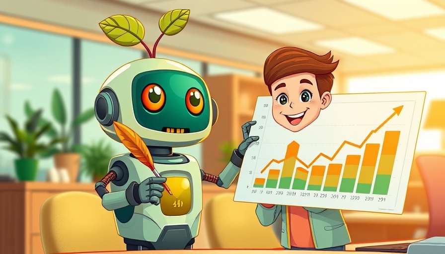 QuillBot statistics illustration showing a chart with a robot and person.