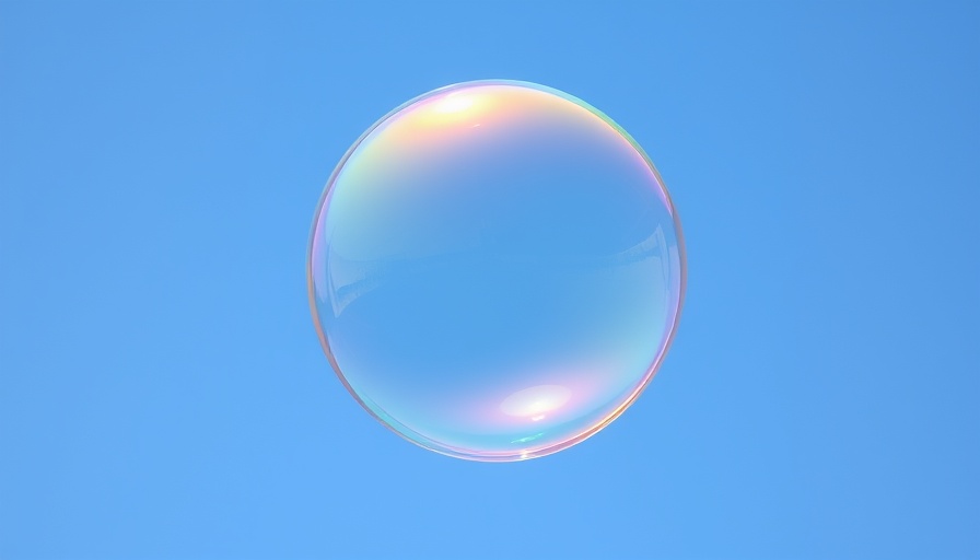 Rainbow-colored bubble floating in clear sky, bubble reputation meaning.