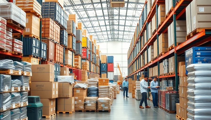 Customs Weekly List of Unentered Goods in warehouse with stacked packages.
