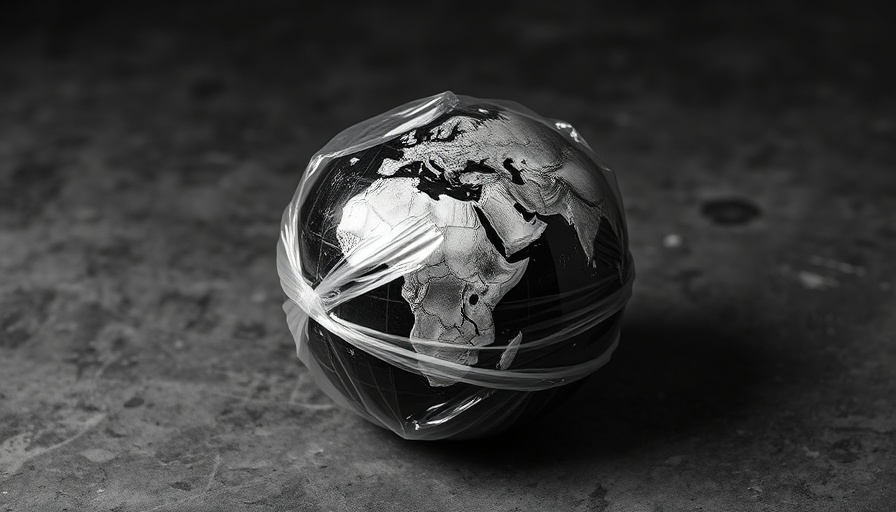 Earth wrapped in plastic depicting environmental health.