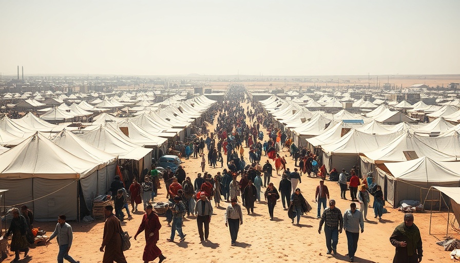Israel Gaza conflict plans: expansive refugee camp scene with tents.