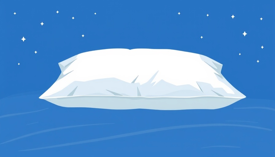 Minimalist white pillow illustration on blue background, symbolizing sleep health.