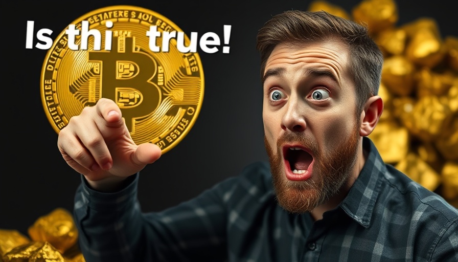 Shocked man with Bitcoin and gold, 'Is this true?' text overlay.