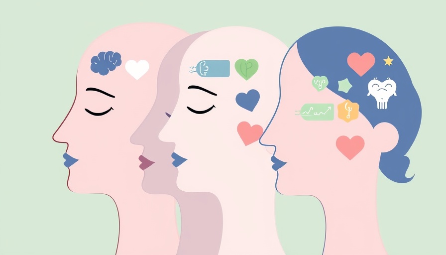 Illustration of mental health symbols linking education and wellbeing.