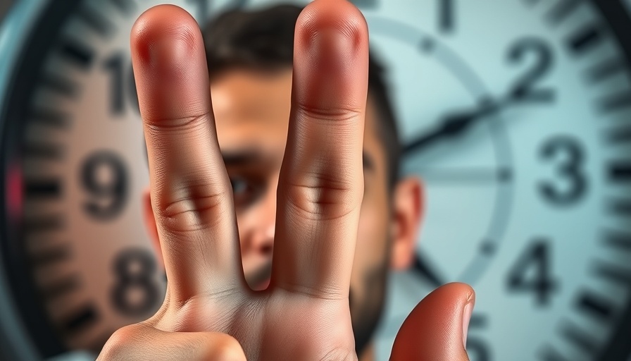 Close-up of man counting with spiral clock background, OCD Treatment.