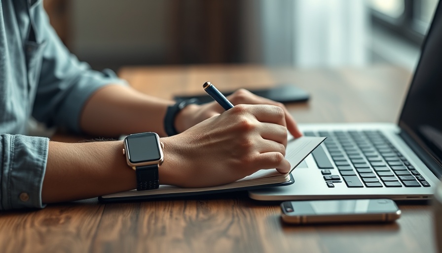 Person engaged in digital marketing strategies, writing in a notebook.