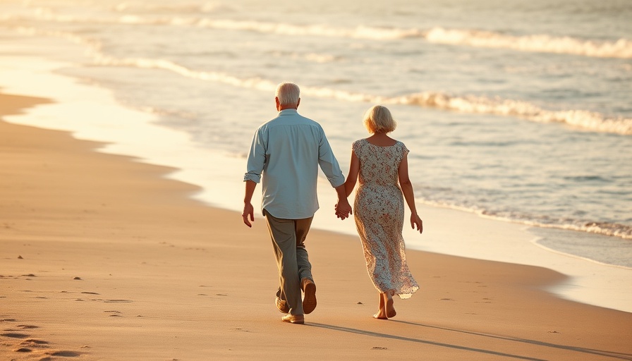 Elderly couple walking on beach embodying retirement mindset shifts.