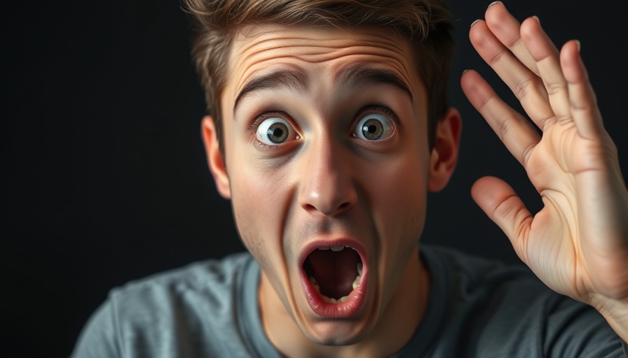 Surprised man excited about AI Super Agent unveiling.