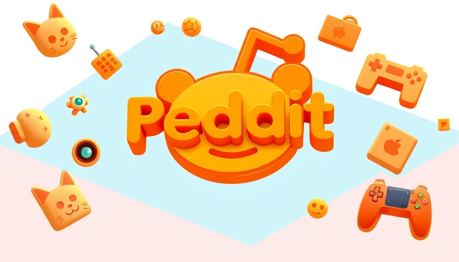 3D Reddit logo and orange icons in digital marketing context.