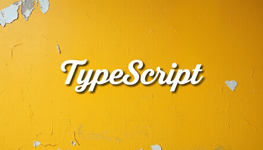 TypeScript logo on a textured wall background.