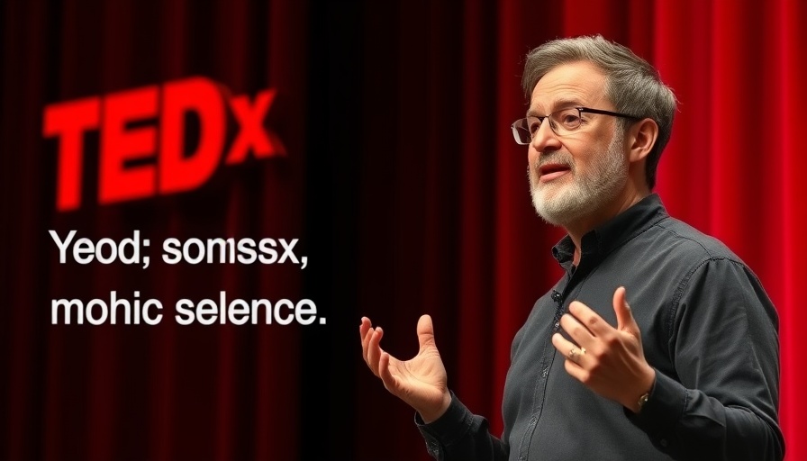 Confident speaker discussing religious roots of diet culture at TEDx.