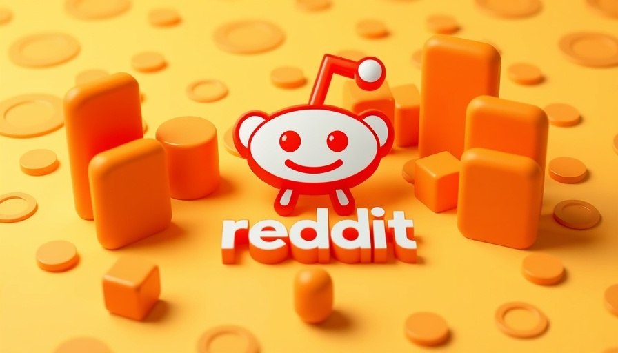 Reddit logo with vibrant orange 3D objects, colorful playful design.