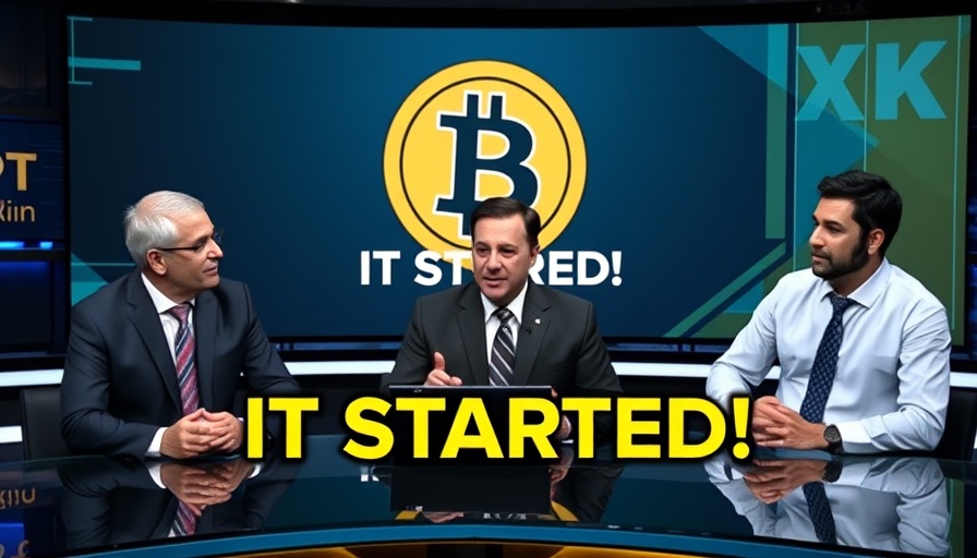 Bitcoin Price Prediction discussion on financial news show with bold graphics.