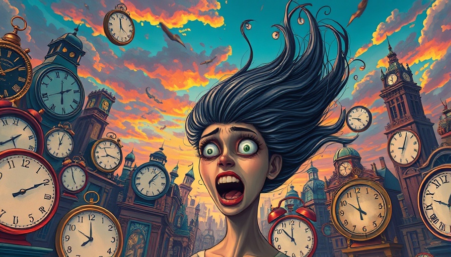 Surreal chaos of circadian rhythm disruption with clocks.