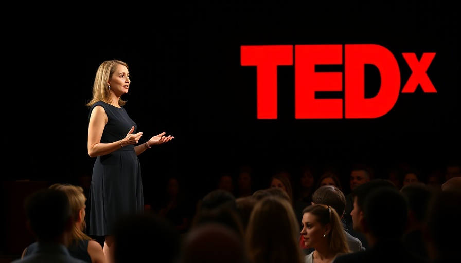 Speaker discussing grave goods at TEDx talk