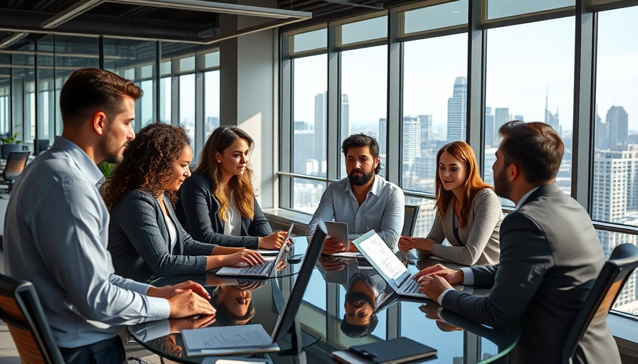 Professionals discussing Large Exposure Requirements Directive in a modern office.