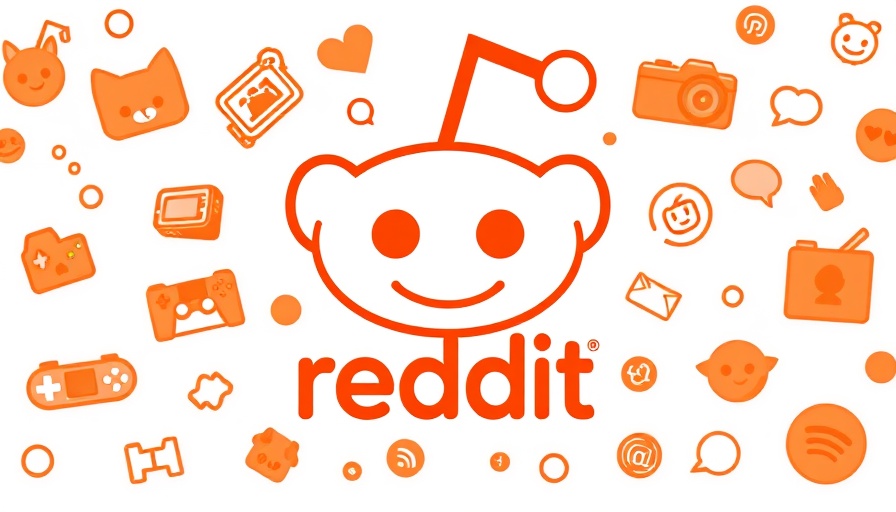Playful Reddit logo with various orange icons for marketing impact.