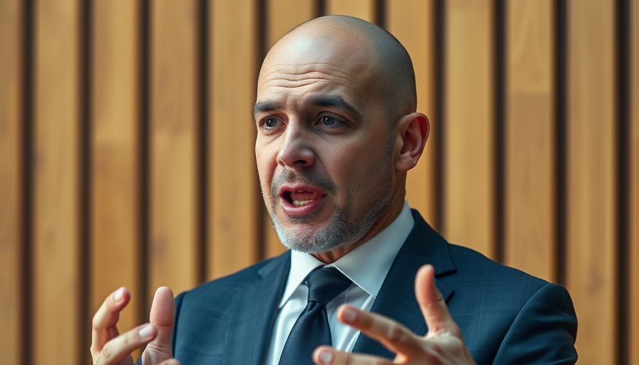 Confident man discussing business strategies in a cinematic setting.