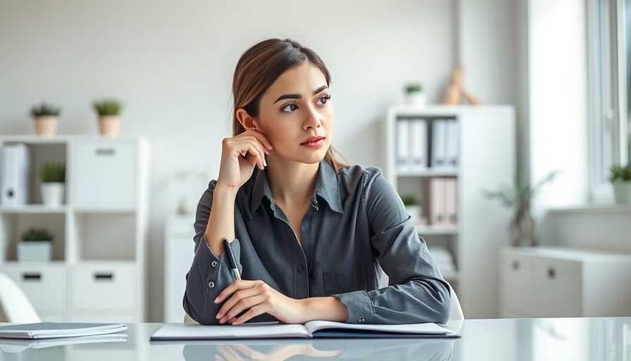 Thoughtful office worker considering CRM in Community Management.