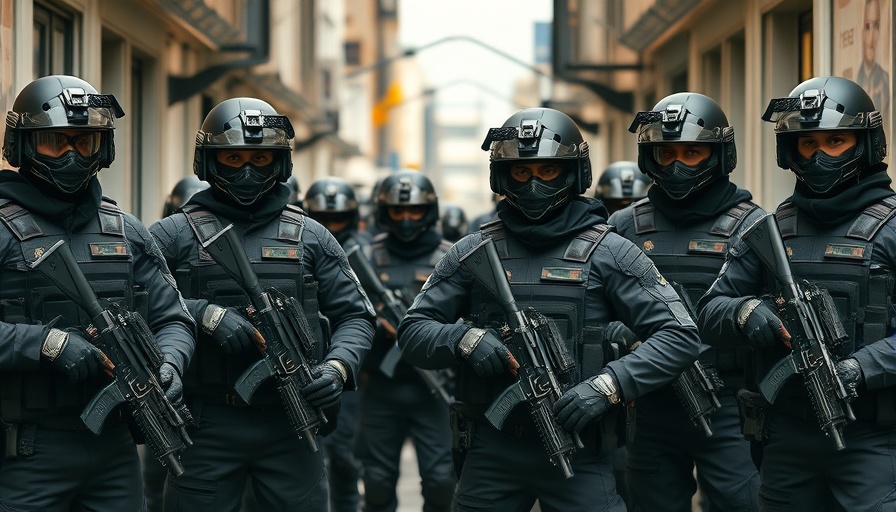 Uganda military police in tactical gear standing in formation.