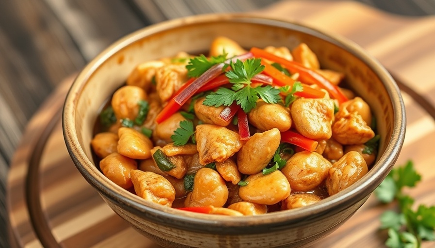Colorful Peanut Chicken Power Bowl with fresh garnishes