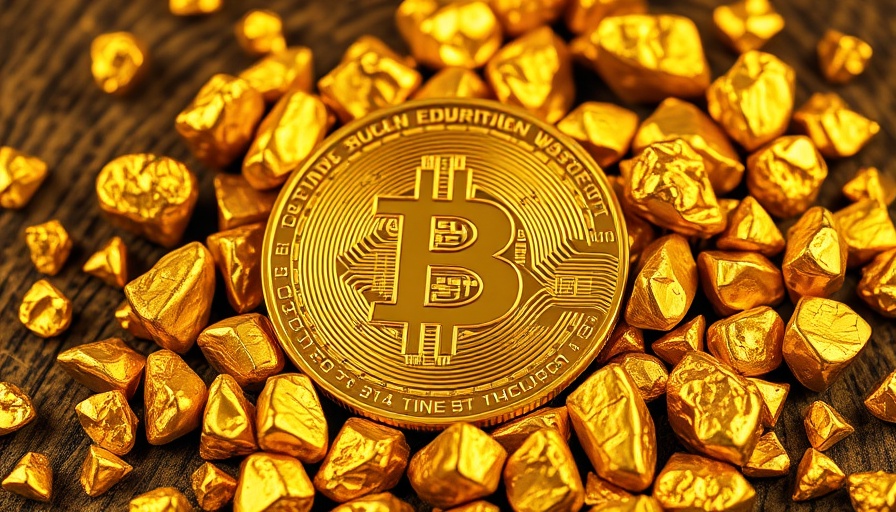 Bitcoin coin with gold nuggets symbolizing the VeChain Wanchain partnership.