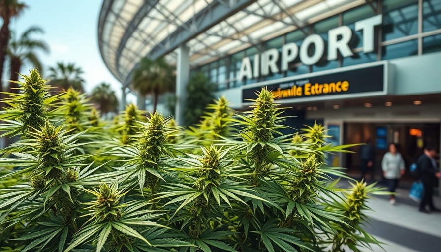 California airport with marijuana plants, showcasing smuggling contrast.