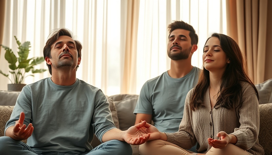 Family practicing nondual meditation together in a peaceful living room.