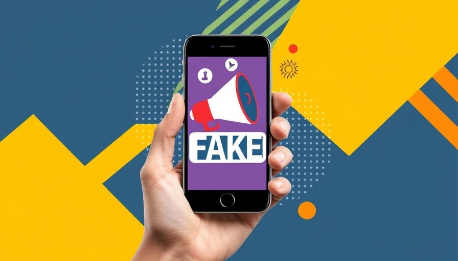 Collage illustrating misinformation in digital marketing with icons and a phone