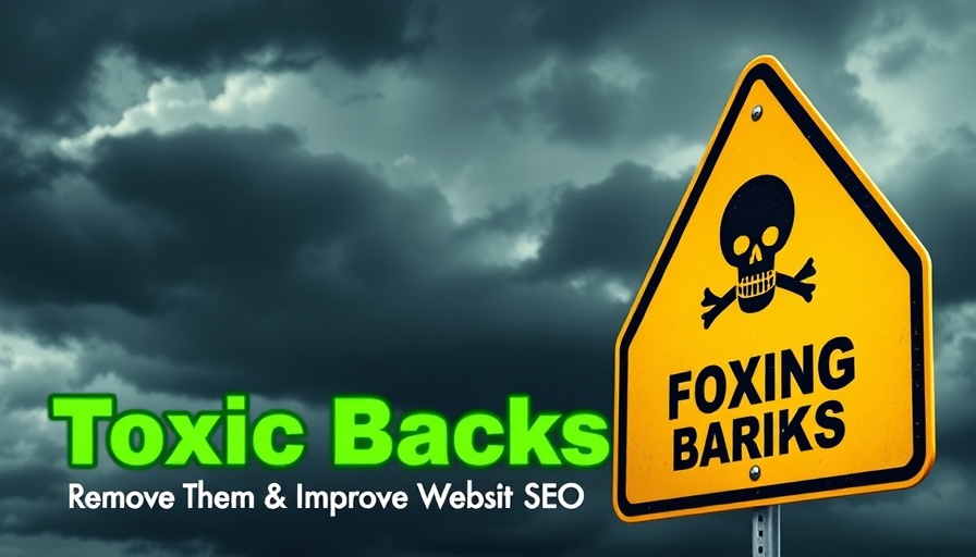 Toxic backlinks warning sign with cloudy sky, SEO concept