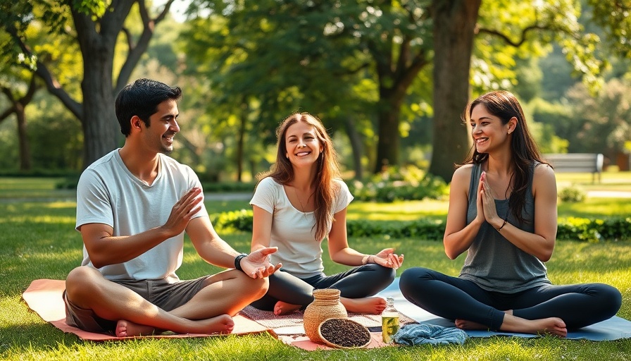 Family practicing alternative medicine for family health outdoors.