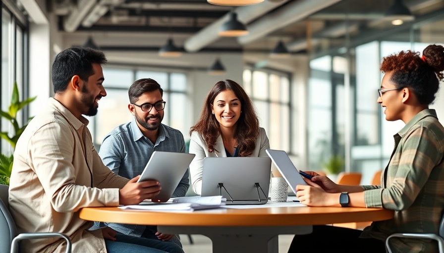 Modern office marketing team discussing strategies.