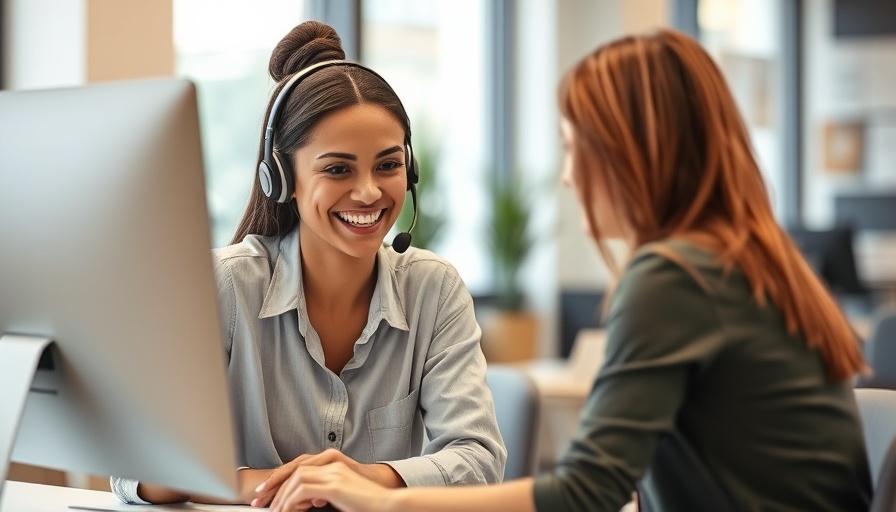 Smiling customer service agent enhancing customer satisfaction.