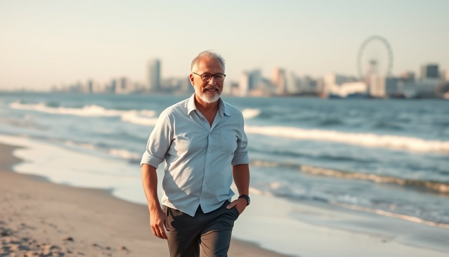 Man enjoying early retirement on a beach.