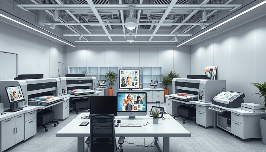 Office with art printers for marketing prints for artists.