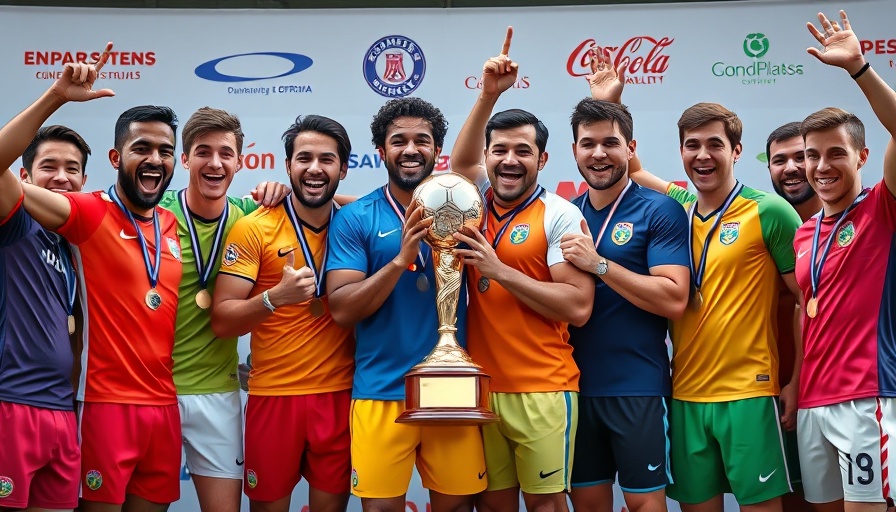 Vibrant group of athletes celebrating a sports victory, African Sports.