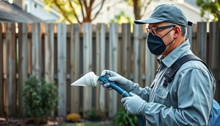 Local SEO for pest control companies: professional applying treatment in a yard.