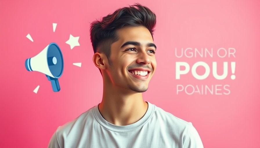 Confident man with YouTube promotion strategies on pink