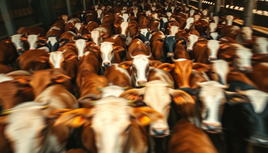 Blurred cows represent screwworm threats to families.