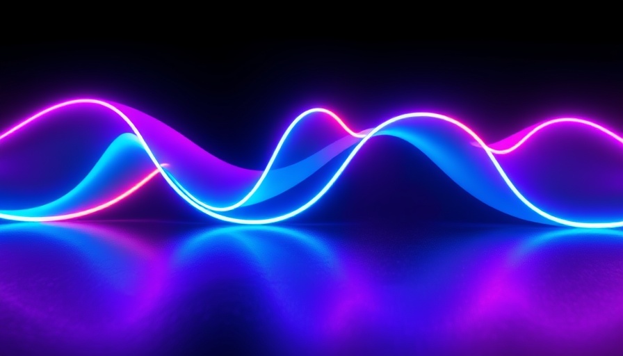 Vibrant neon wave illustrating brand tonality importance with glowing colors.