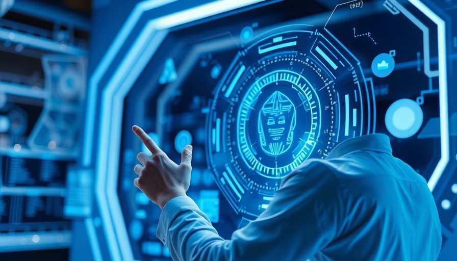 AI in digital marketing concept with holographic interface.