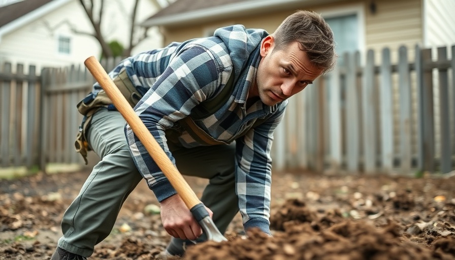 Man digging in backyard, symbolizing landscaping business success.